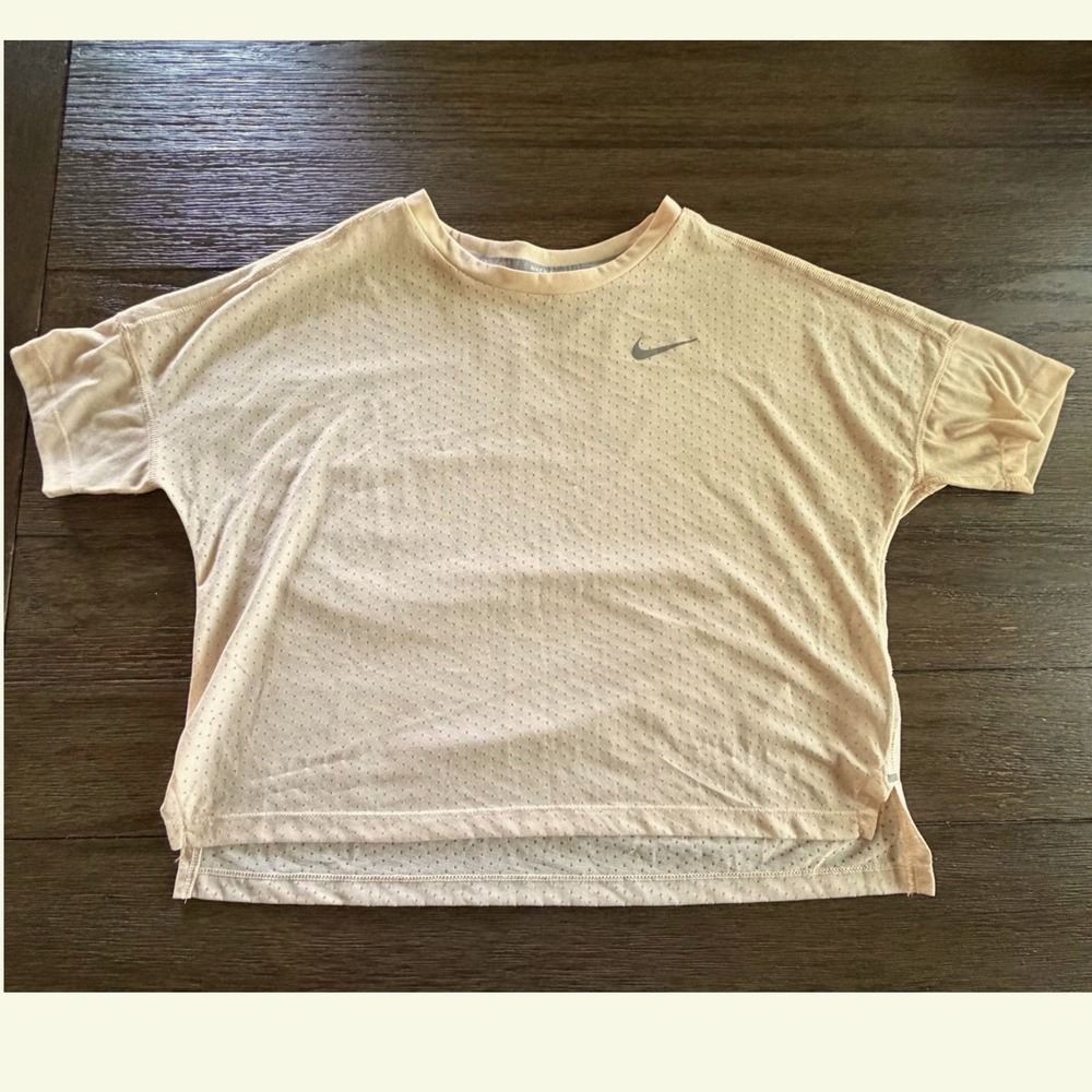 Nike‎ Running Womens Dri-FIT Vented Mesh Short Sleeve Top Peach Size M